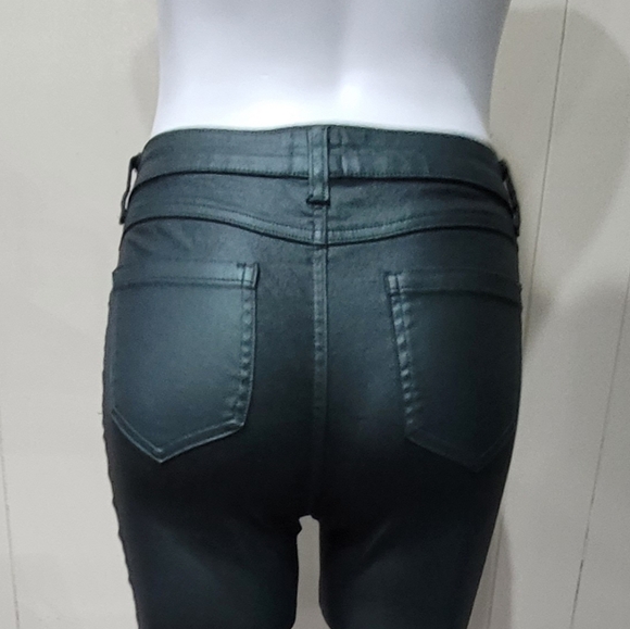 GB Skinny Jeans Coated Green Slimming Women's Sz M - Picture 12 of 14